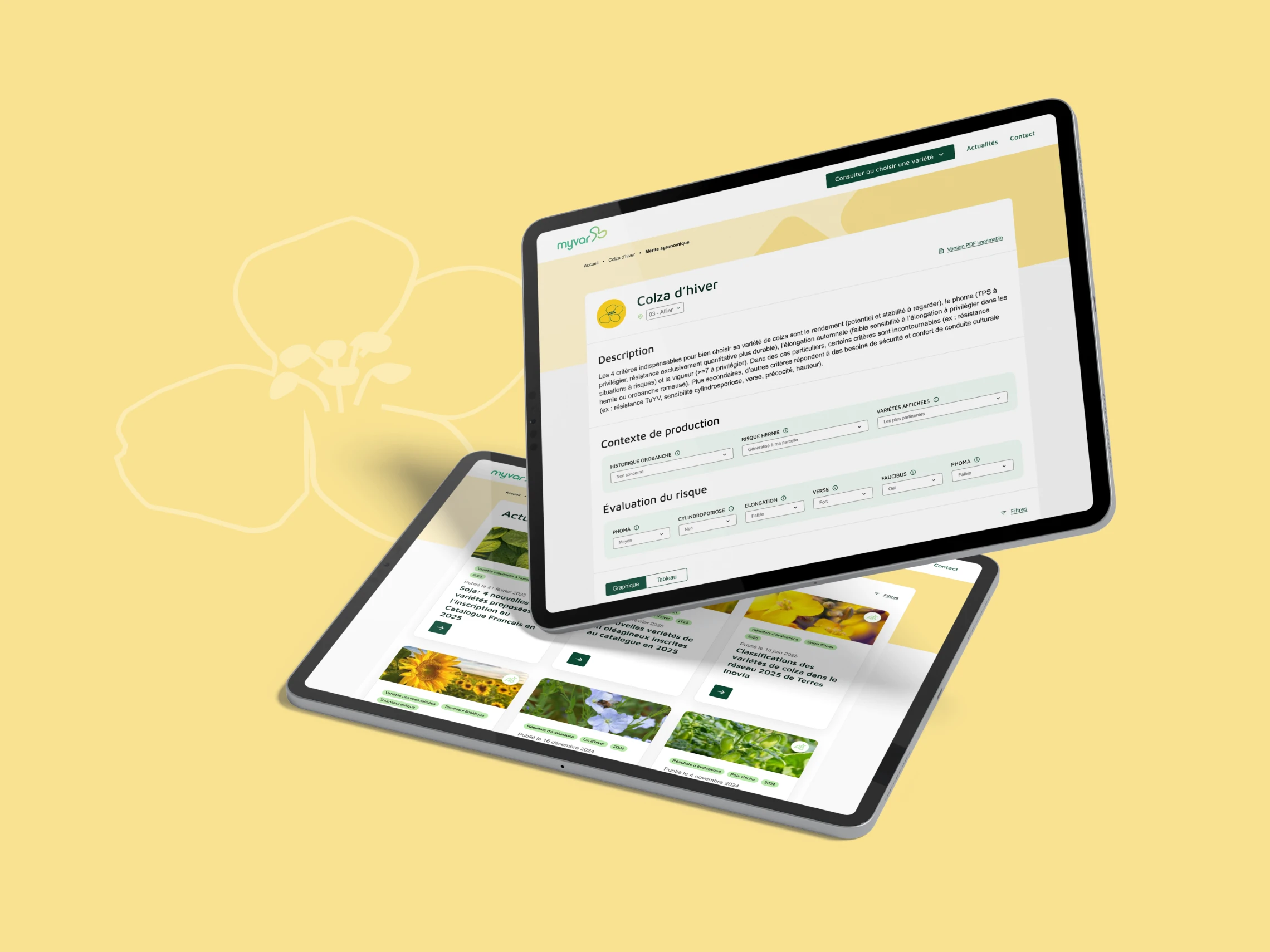 Vue tablette de l'outil d'aide à la décision Myvar